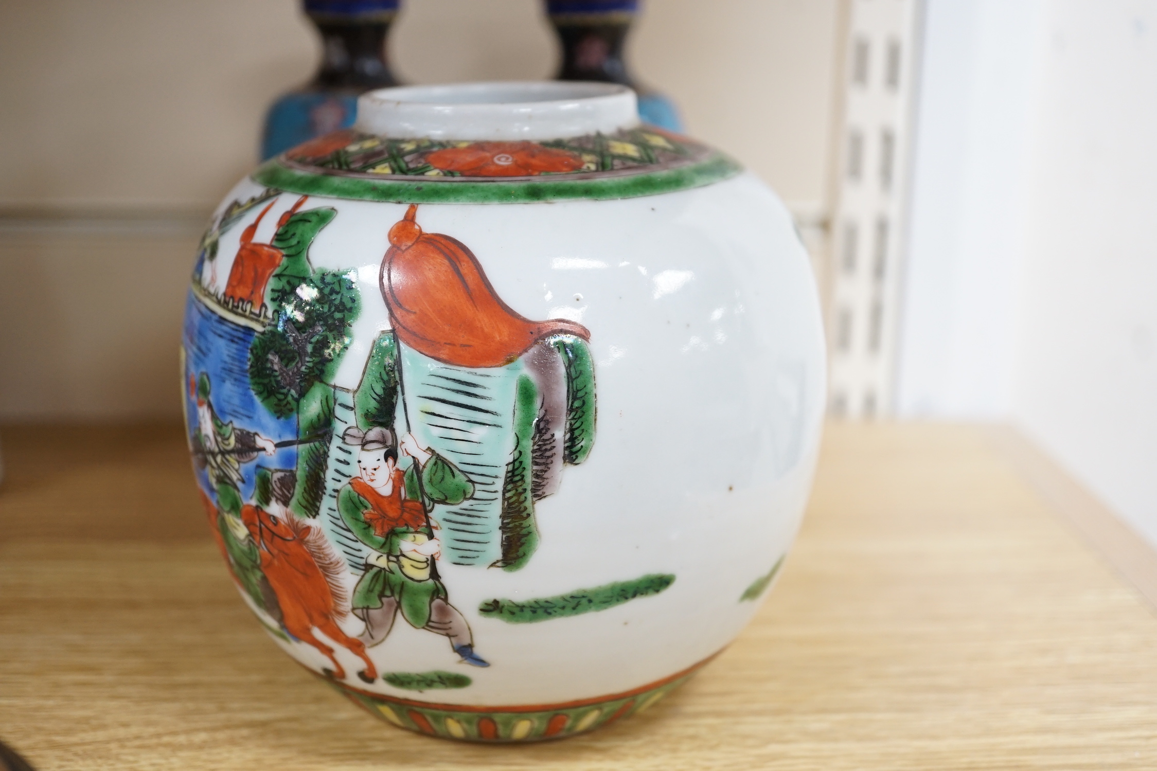 A Satsuma covered pot, a pair of cloisonné enamel vases and a Chinese ginger jar